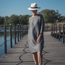 Sukienka lniana krótka pieprz/sól 