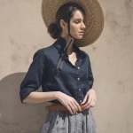 Koszula lniana granatowa