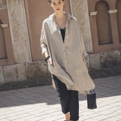 Lniana tunika koszulowa kolor naturalny 