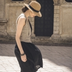 Lniana sukienka na ramiączkach czarna