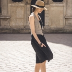 Lniana sukienka na ramiączkach czarna