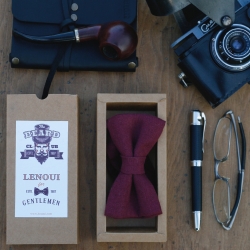 Muszka lniana burgund 