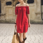 lniana sukienka hiszpanka mini czerwień