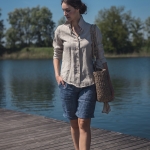 Lniana koszula morski piasek