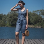 Lniana kamizelka głęboki niebieski