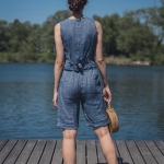 Lniana kamizelka głęboki niebieski