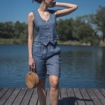 Lniana kamizelka głęboki niebieski