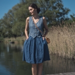 Lniana kamizelka głęboki niebieski