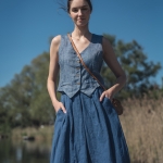 Lniana kamizelka głęboki niebieski