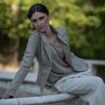 Naturalna lniana bluzka dzianinowa